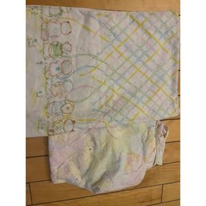 Vintage 1983 Hallmark Critter Sitters Crib Sheet & Receiving  Nursery blanke